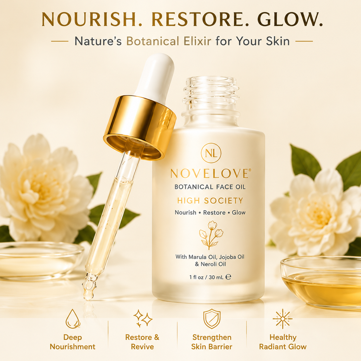 NOVELOVE® Huile botanique pour le visage