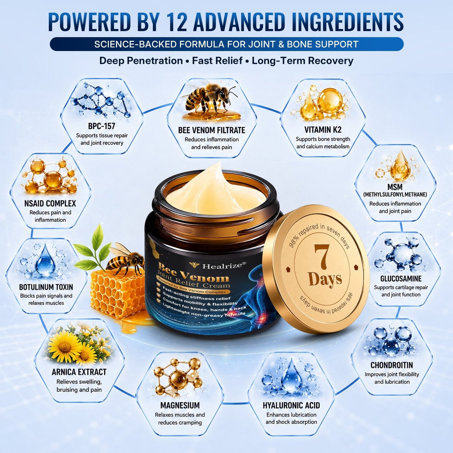 🎁Healrize® Bee Venom Joint Relief Cream 💞Targets stiff, sore joints in knees, hands, shoulders, back & more — so you can move easier every day
