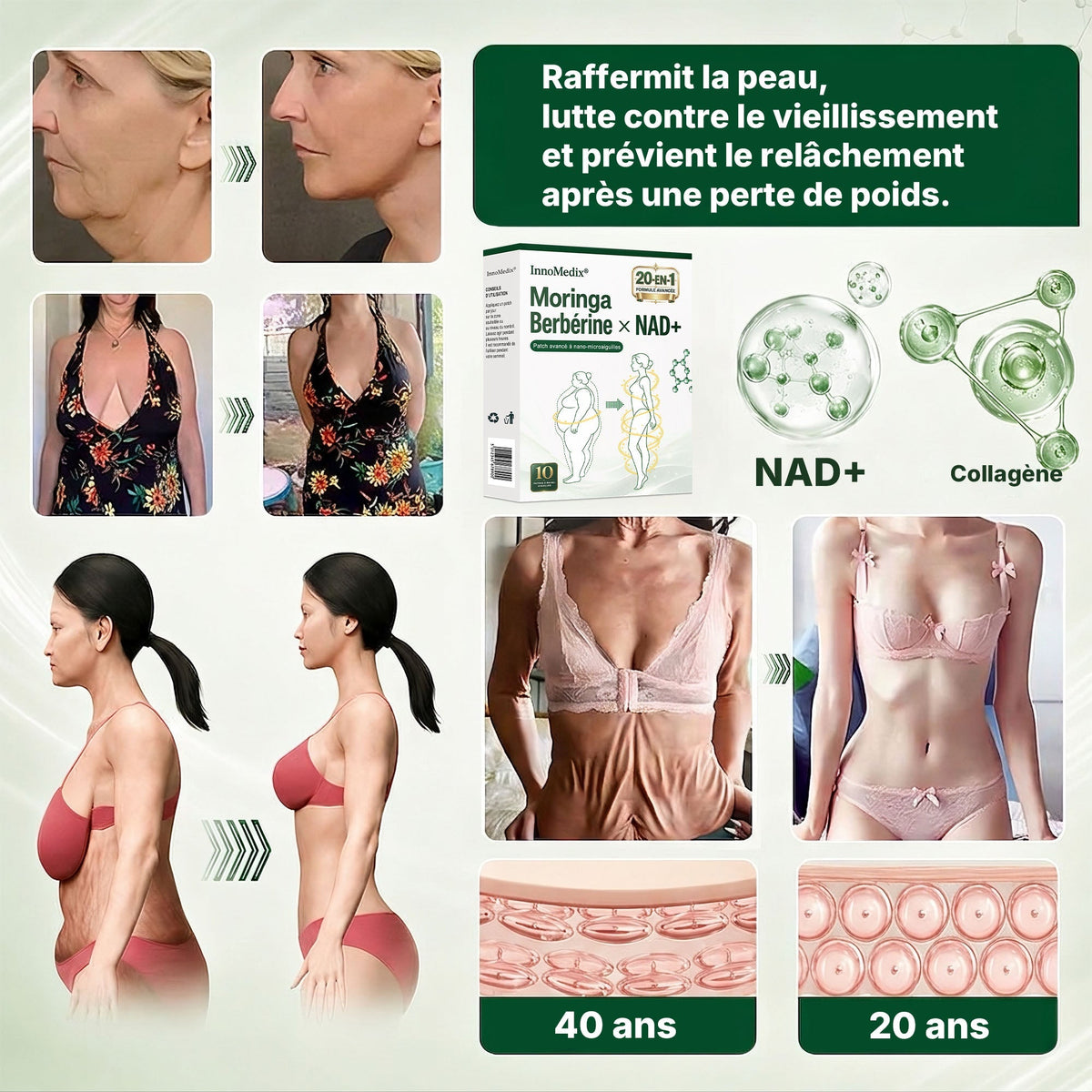 InnoMedix® Moringa Berbérine x NAD+ 20-IN-1 Patch Avancé à Nano-Microaiguilles 🏆