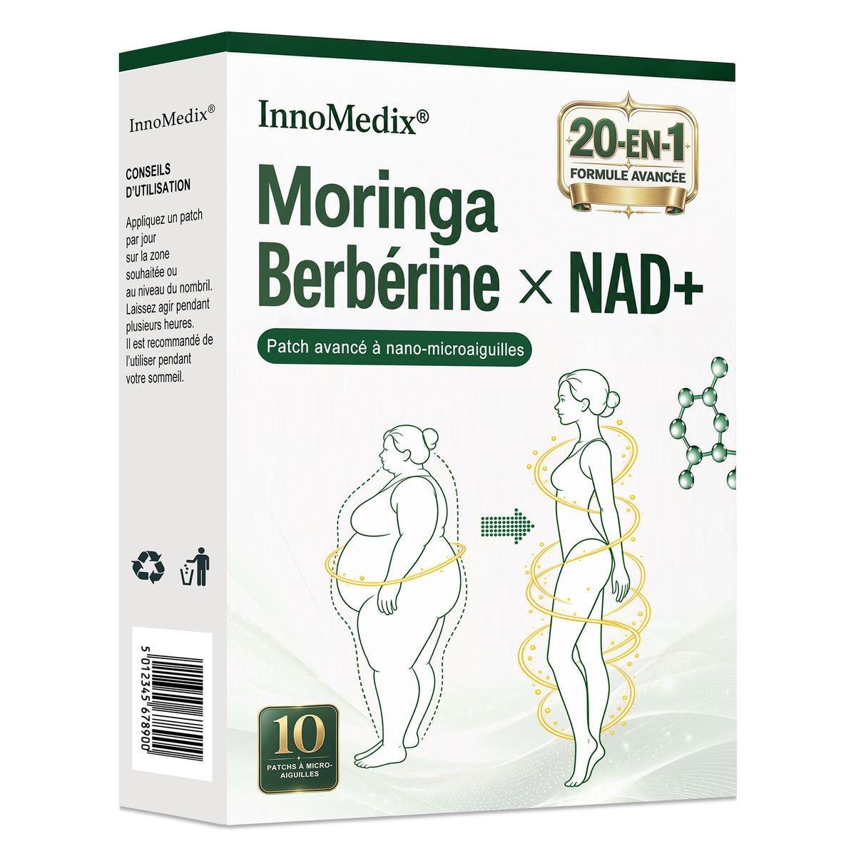 InnoMedix® Moringa Berbérine x NAD+ 20-IN-1 Patch Avancé à Nano-Microaiguilles 🏆