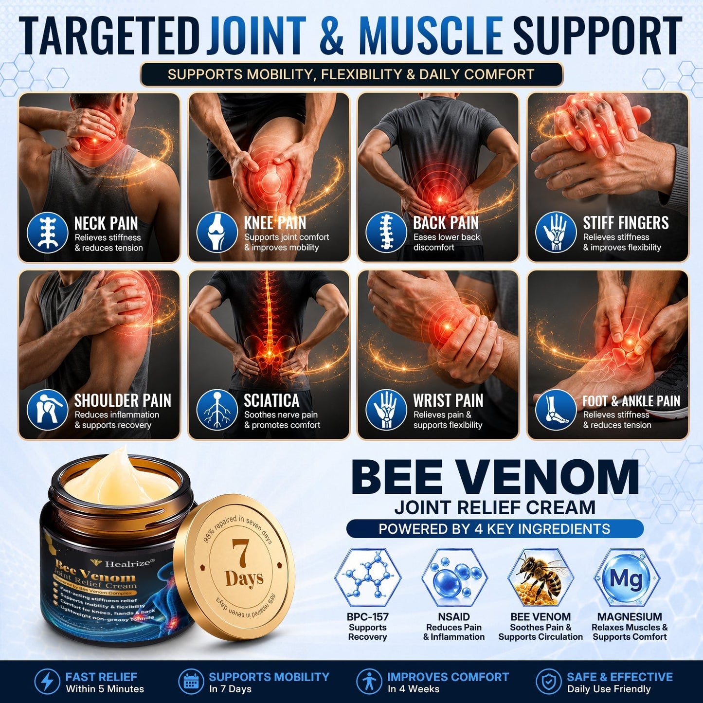 🎁Healrize® Bee Venom Joint Relief Cream 💞Targets stiff, sore joints in knees, hands, shoulders, back & more — so you can move easier every day