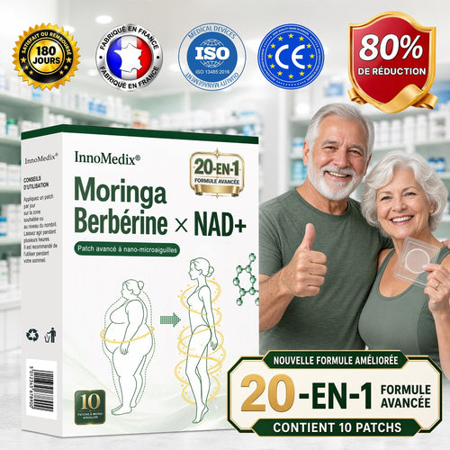 InnoMedix® Moringa Berbérine x NAD+ 20-IN-1 Patch Avancé à Nano-Microaiguilles 🏆