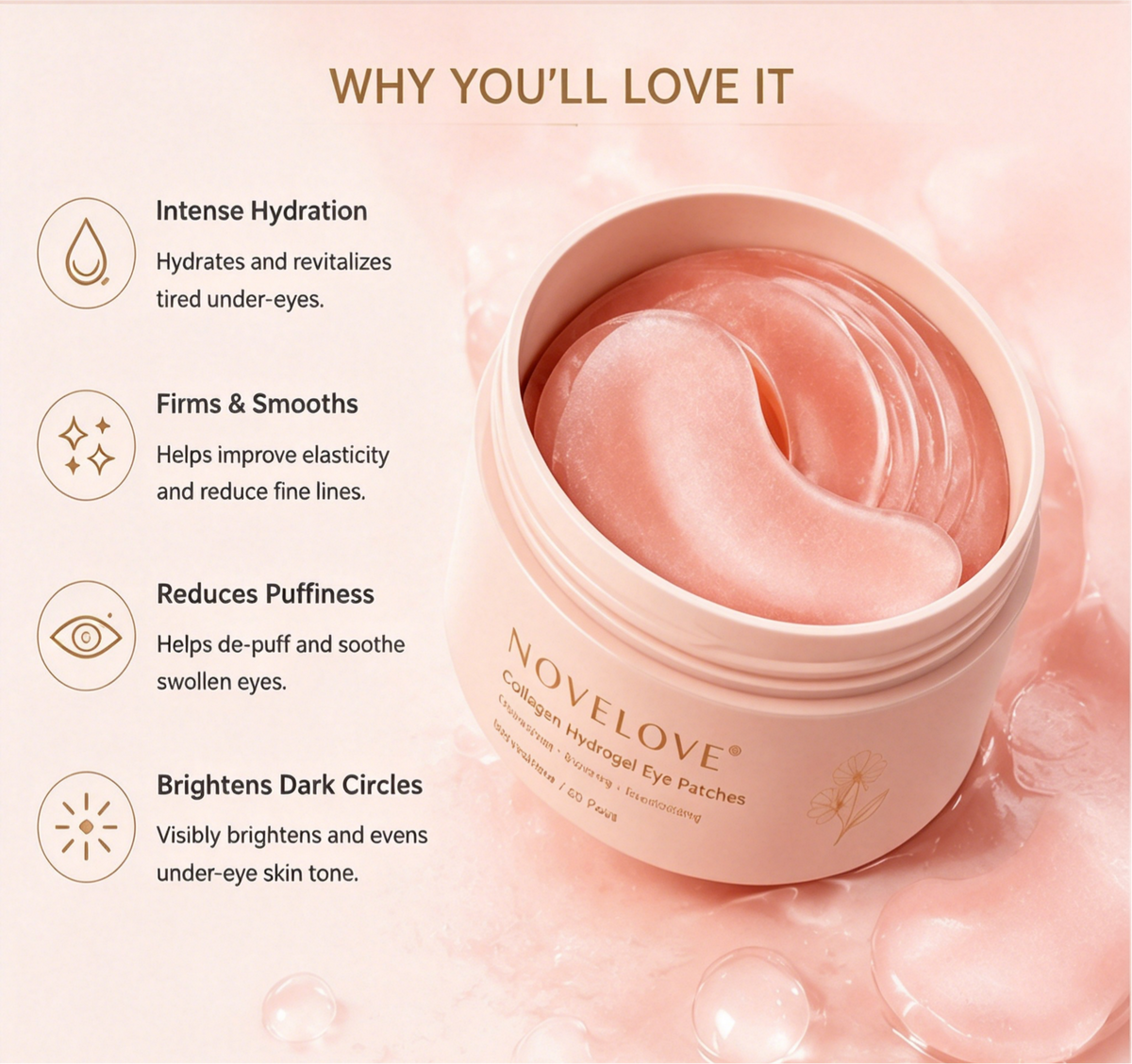 NOVELOVE®Patchs oculaires en hydrogel biodégradables